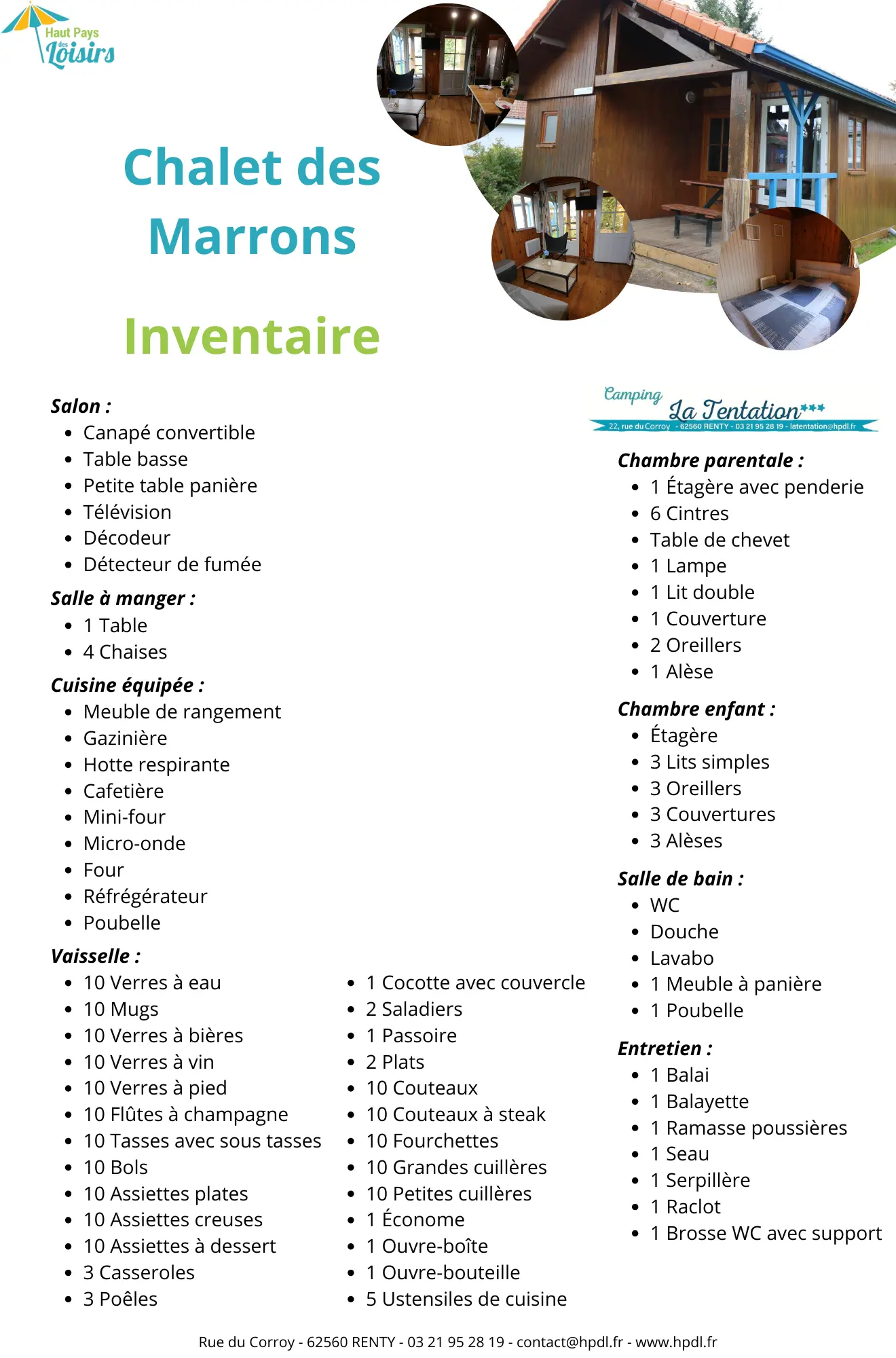 Inventaire du Chalet des Marrons