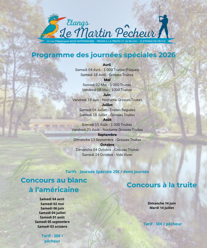 Journées spéciales pêche 2026