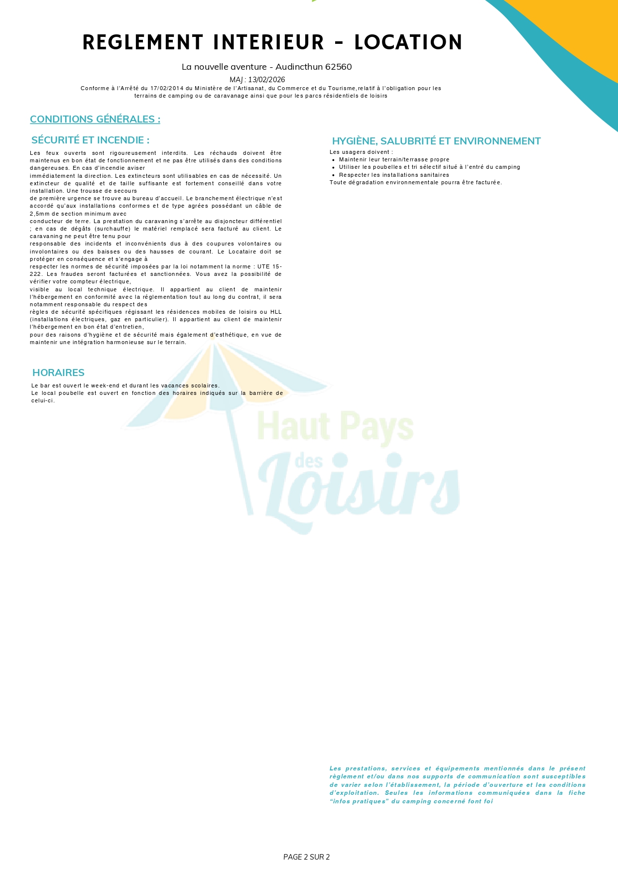 Règlement intérieur HV