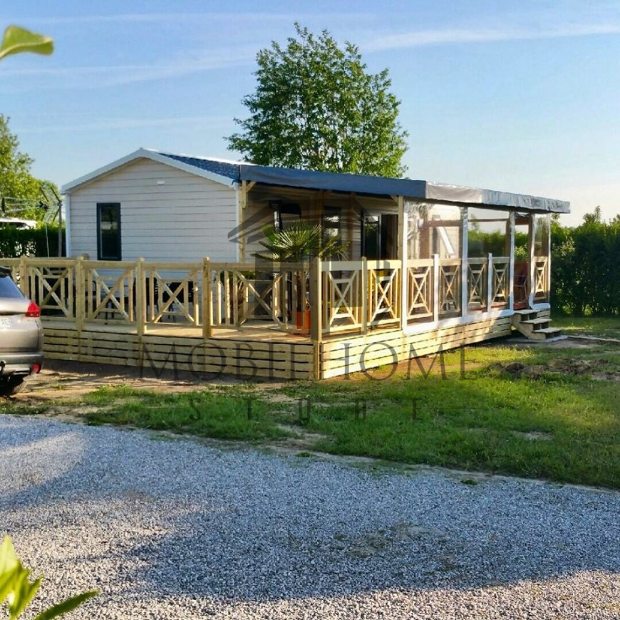 Terrasse en L demi-couverte